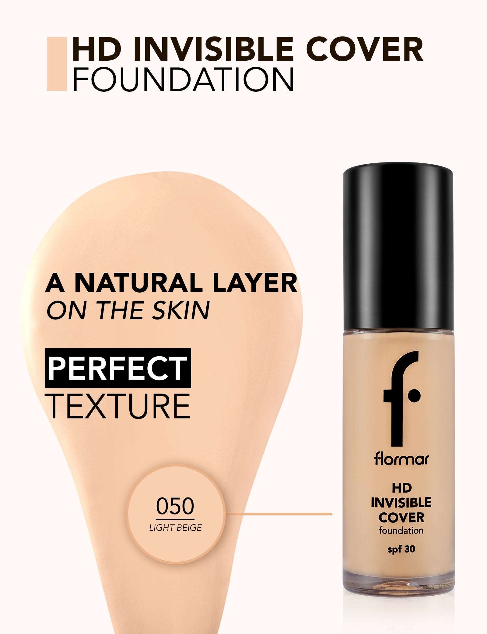 FLORMAR FOUNDATION INVISIBLE COVER HD 050