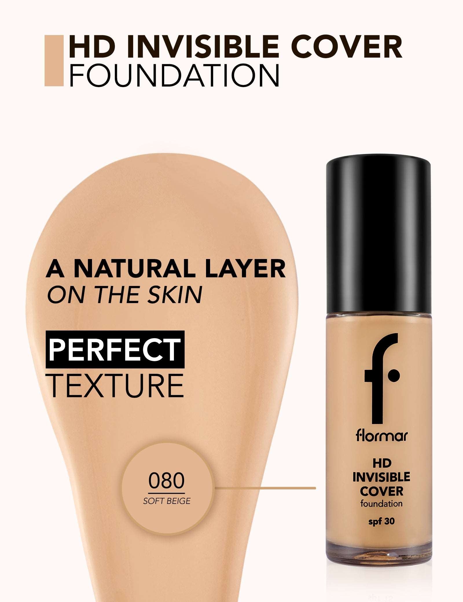 FLORMAR FOUNDATION INVISIBLE COVER HD 080